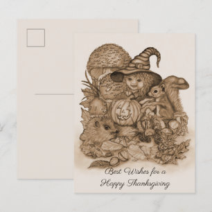 Best Wishes for a Happy Thanksgiving Announcement Postcard
