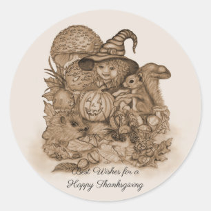 Best Wishes for a Happy Thanksgiving Classic Round Sticker