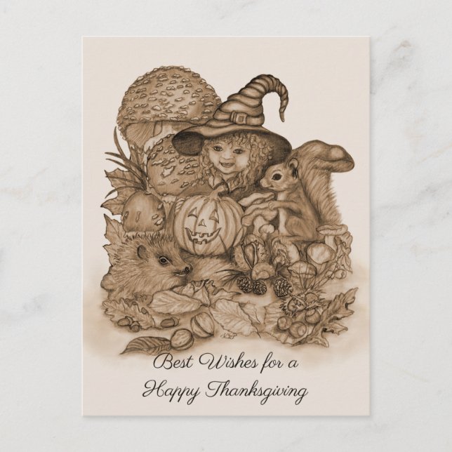 Best Wishes for a Happy Thanksgiving Postcard (Front)