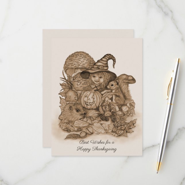 Best Wishes for a Happy Thanksgiving RSVP Card (Front/Back In Situ)