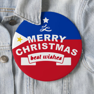 Best Wishes For Merry Christmas & a Happy New Year 6 Inch Round Button