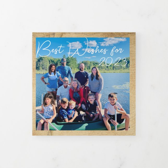 Best Wishes for New Year Photo & Xmas Letter    Tri-Fold Invitation (Cover)