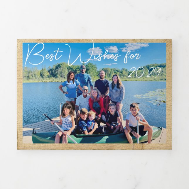 Best Wishes for New Year Photo & Xmas Letter   Tri Tri-Fold Invitation (Cover)