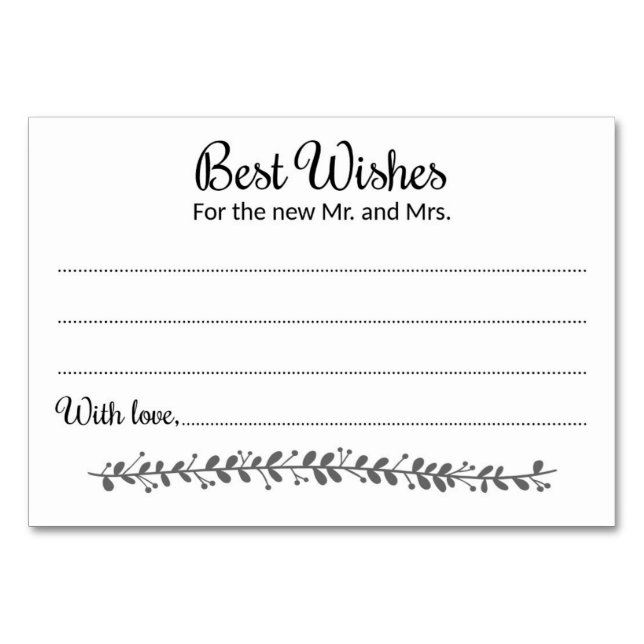 Best Wishes for the New Mr and Mrs Advice Card (Front)