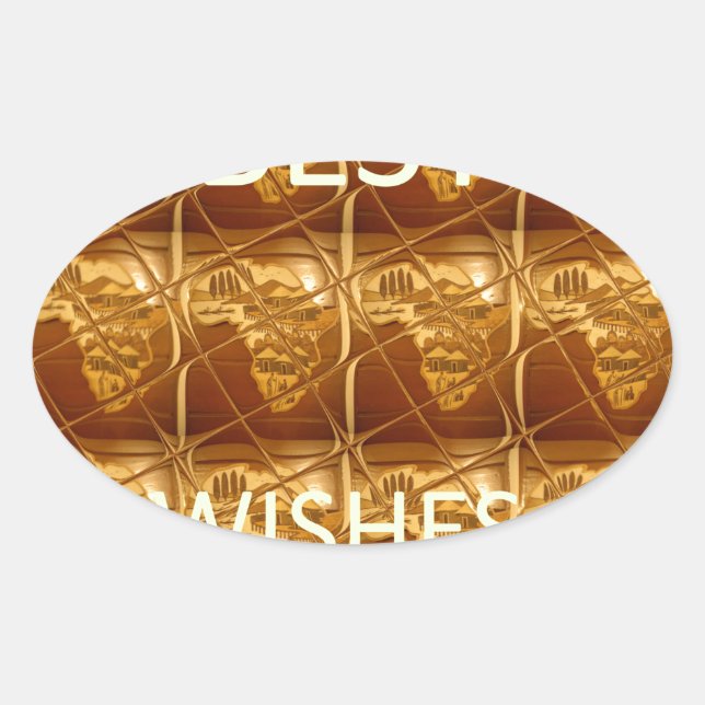Best Wishes from Africa: A Golden Continent Oval Sticker (Front)