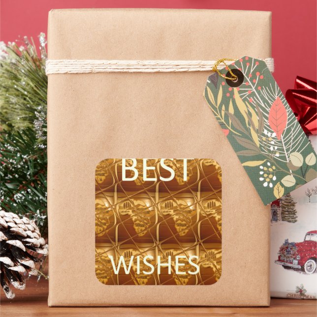 Best Wishes from Africa: A Golden Continent Square Sticker (Holiday)