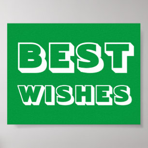 Best Wishes, Good Luck, green white Poster