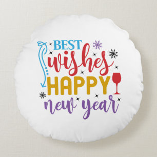 Best Wishes Happy New Year Design-80967 Round Pillow