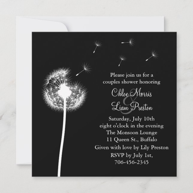Best Wishes! His and Her Shower Invitation (black) (Front)