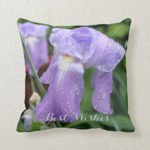 Best Wishes. Iris. Text. Throw Pillow