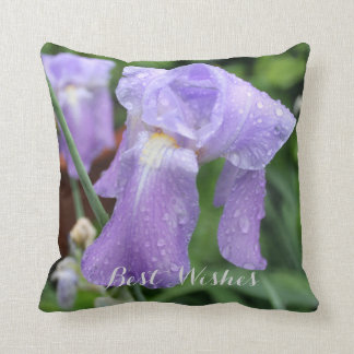 Best Wishes. Iris. Text. Throw Pillow