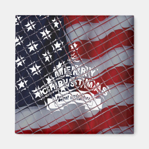 Best Wishes Merry Christmas United States Flag Art Magnet