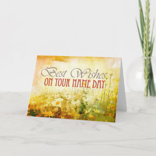 Best wishes, name day card with daisies