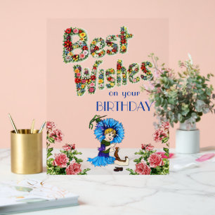 Best wishes on your birthday Wildflower floral Acrylic Sign