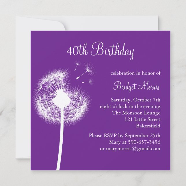 Best Wishes! (purple) Invitation (Front)