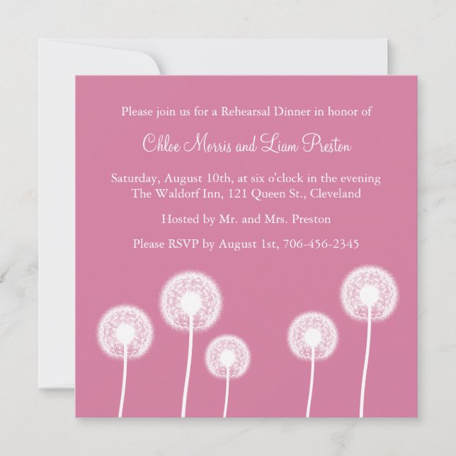Best Wishes! Rehearsal Dinner Invitation (fuchsia) (Front)