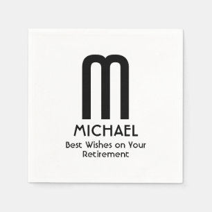 Best Wishes Retirement Monogram Paper Napkin