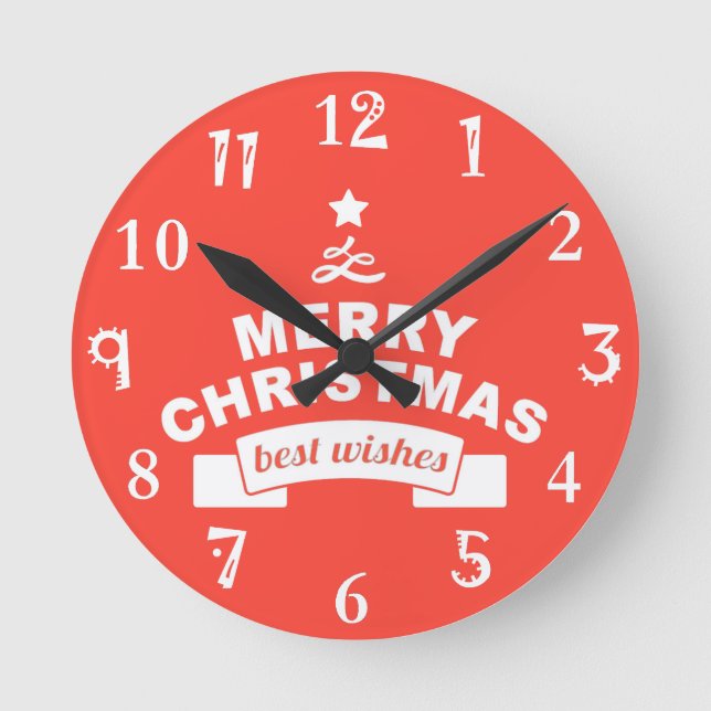 Best Wishes Time for Merry Christmas Round Clock (Front)