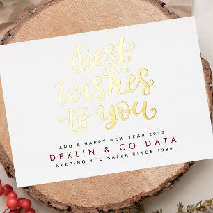 Best Wishes to you Happy New Year 2025 Gold Modern Foil Holiday Card