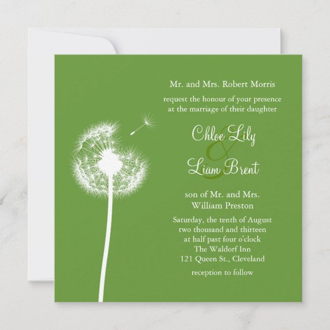 Best Wishes! Wedding Invitation (green) (Front)