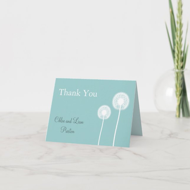 Best Wishes! Wedding Thank You Card (turquoise) (Front)