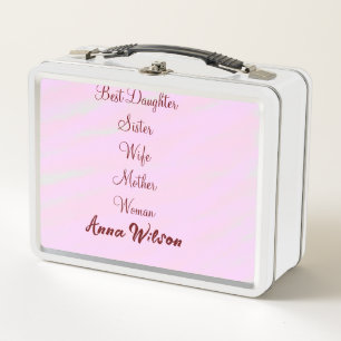 Best woman mom wife daughter add name text female metal lunch box