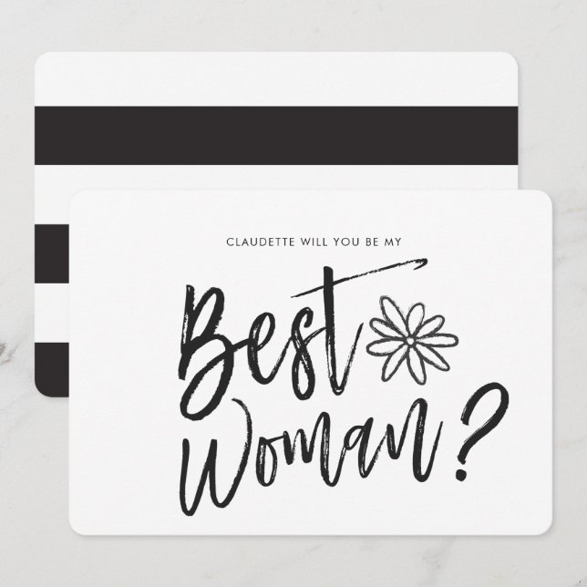 Best Woman | Script Wedding Party Request Invitation (Front/Back)