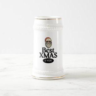 Best Xmas Ever Holiday Stein Biker Santa