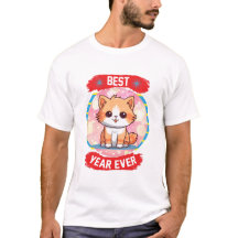 Best Year Ever Cute Kitty Pink Sparkle Background