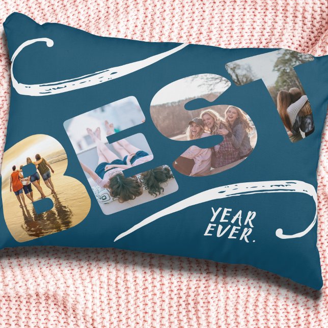 Best Year Ever Friends Photo Collage Accent Pillow (Creator Uploaded)