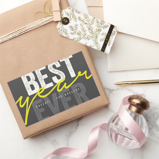Best Year Ever Handwriting Script Modern Holiday Sticker (Gifting)