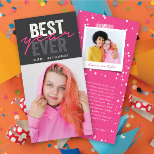 Best Year Ever Handwriting Script Modern Photo Holiday Card