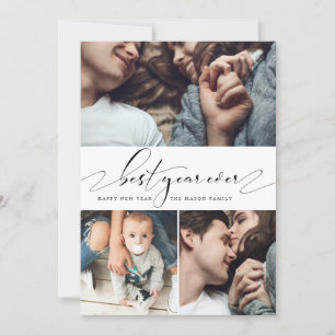 Best Year Ever Three Photo Collage New Year Card