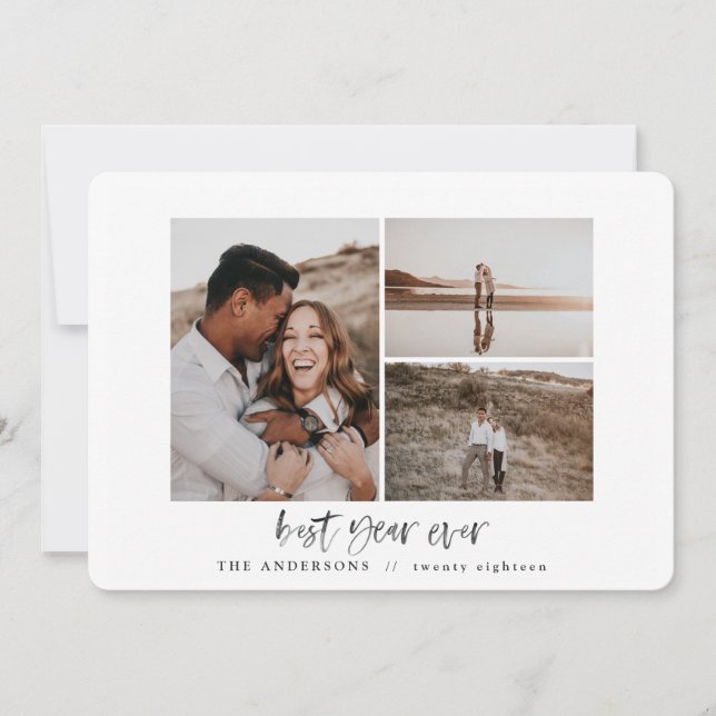 Best year ever watercolor photo flat card (Front)