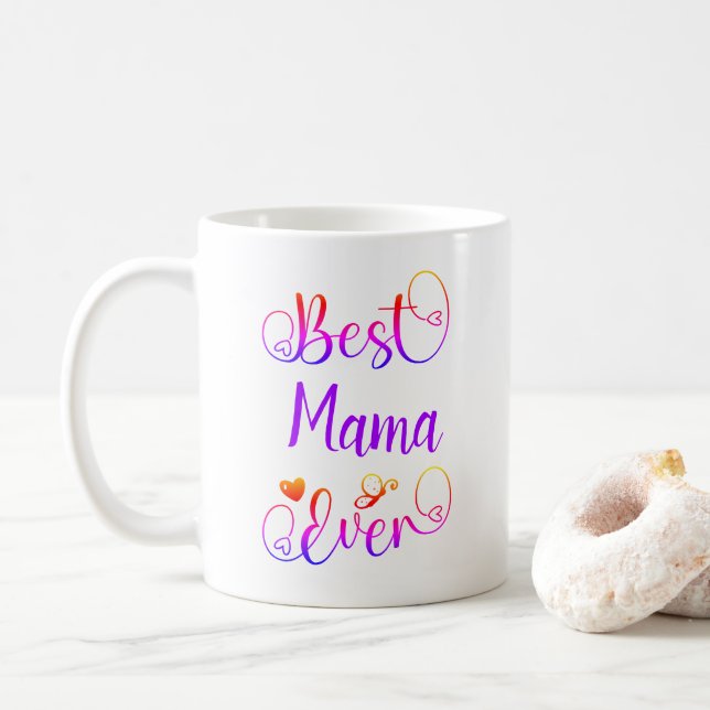 Best Your Text Ever Typography Script Ombre Colour Coffee Mug (With Donut)