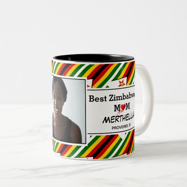BEST ZIMBABWEAN MUM Personalized Photo Two-Tone Coffee Mug (Front Right)