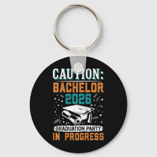 Bestanden Caution Bachelor 2026 Graduation Party G Keychain