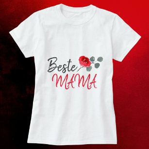 Beste Mama Red Rose Watercolor Mother`s Day T-Shirt