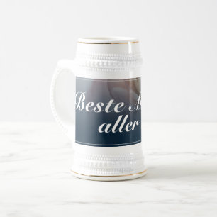 Beste Mutter aller Zeiten mit großer rosa Rose Beer Stein