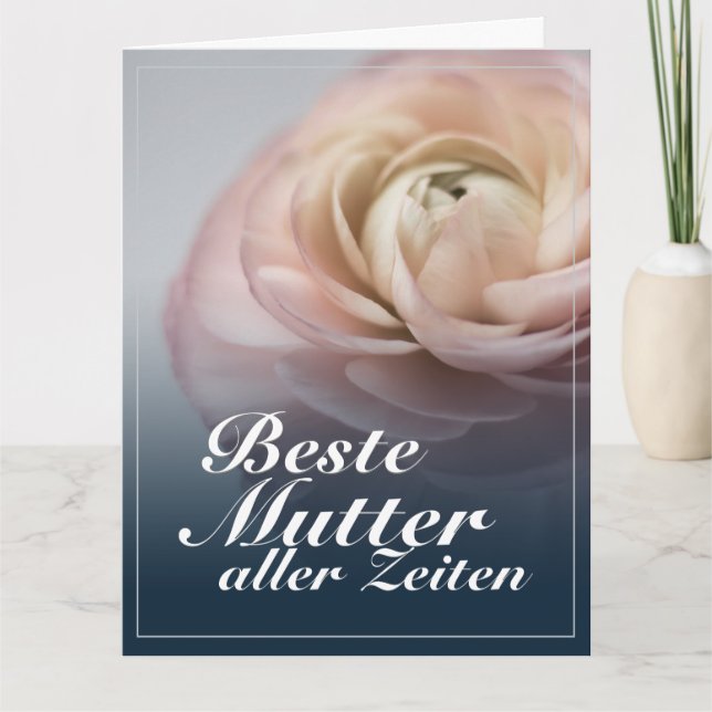 Beste Mutter aller Zeiten mit großer rosa Rose Card (Front)