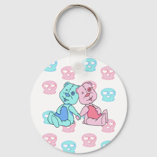 Bestest Best pink blue skulls Keychain