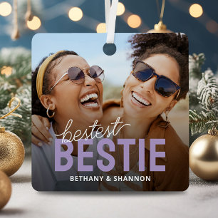Bestest Bestie BFF Photo Christmas Metal Ornament