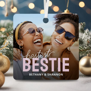 Bestest Bestie BFF Photo Christmas Metal Ornament