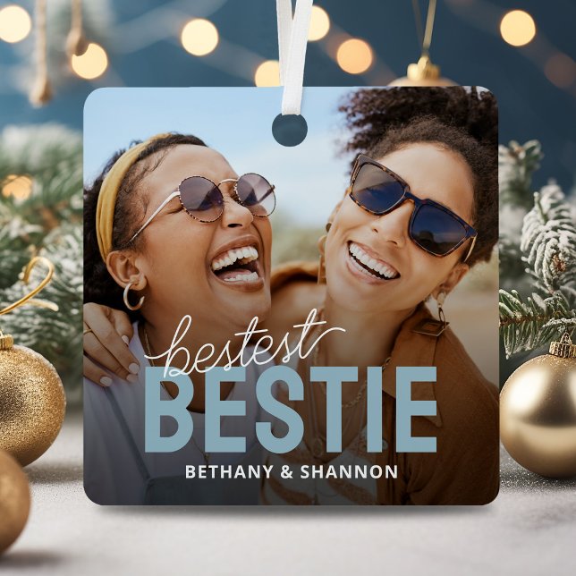 Bestest Bestie BFF Photo Christmas Metal Ornament (Creator Uploaded)