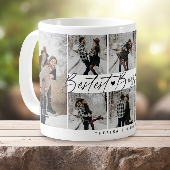 'Bestest Boyfriend' Couple Keepsake Photo Collage Coffee Mug (Creator Uploaded)