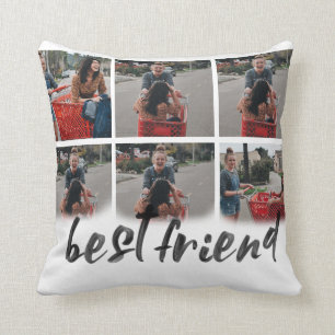 bestfriend gift 6 photo collage custom script throw pillow