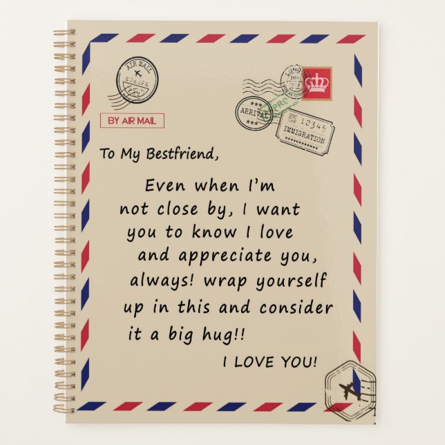 Bestfriend Gift | To My Bestfriend I Love You Planner (Front)