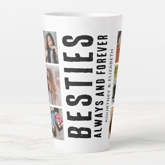 Bestie Best Friend Photo Collage Latte Mug (Front)