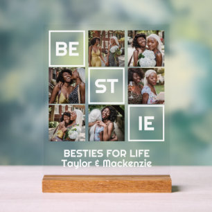 Bestie Best Friends 6 Photos and Personalized Text Acrylic Sign