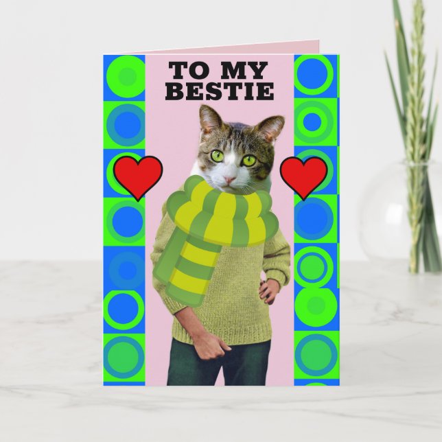 BESTIE BFF RETRO VALENTINE'S DAY CARTE DE REPRÉSEN (Devant)